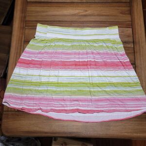 Lane Bryant Midi Skirt Green & Pink Stripes - Size 22/24